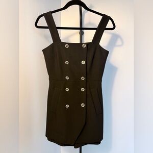Maje Black Strapless Dress with Silver Buttons